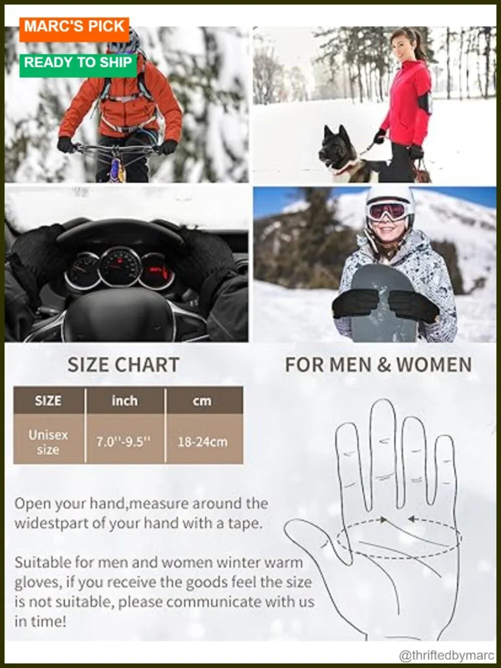 Touch Screen Thermal Gloves with Fleece Lining for Running Cycling